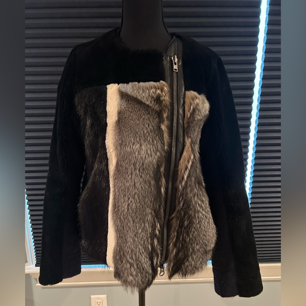 O’2nd Women's Black Faux Fur and Faux Leather Jacket